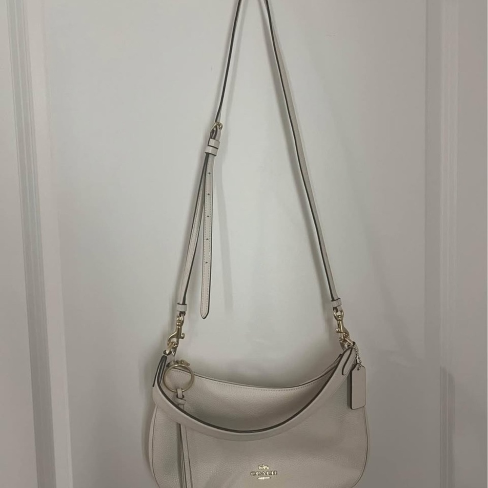 Coach Cream Crescent Leather Shoulder Bag